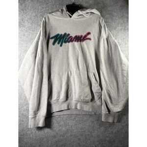 U.S. Apparel‎ Miami Graphic Hoodie Gray Fleece Pullover Mens Large Retro Style